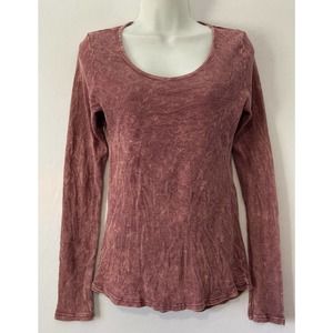 American Age Thermal Top Waffle Knit Washed Wine M